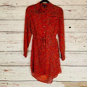 ❌SOLD❌Jessica Simpson red floral shirt dress size S